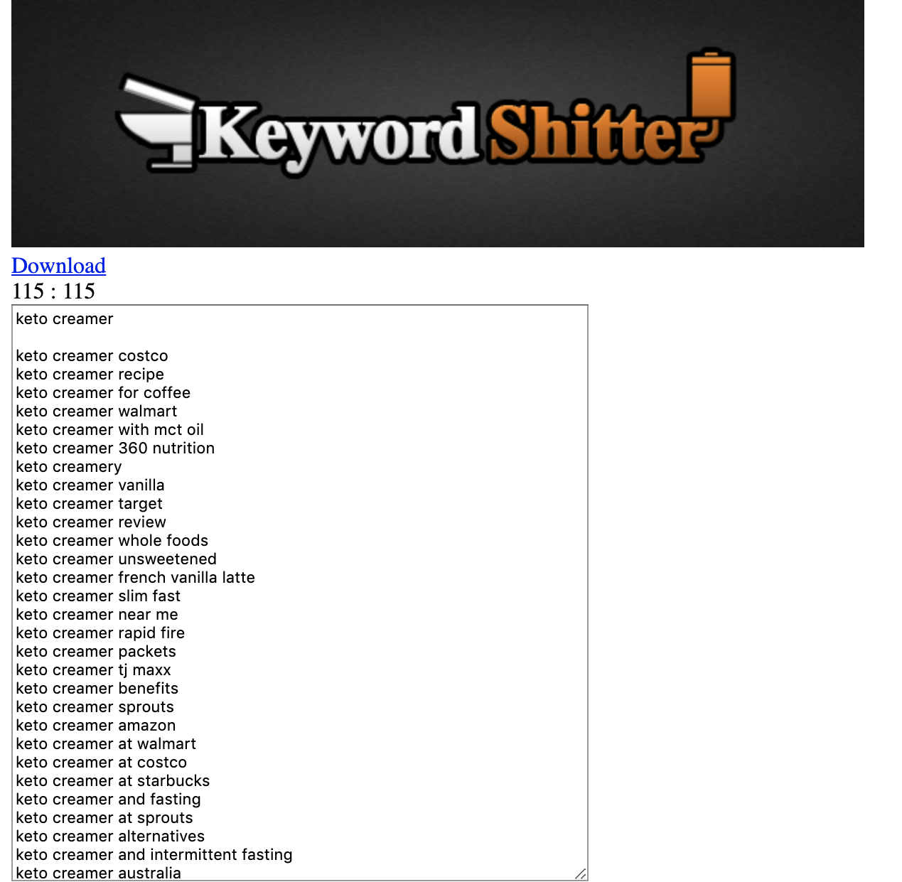 keyword shitter dashboard